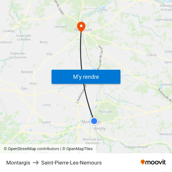Montargis to Saint-Pierre-Les-Nemours map