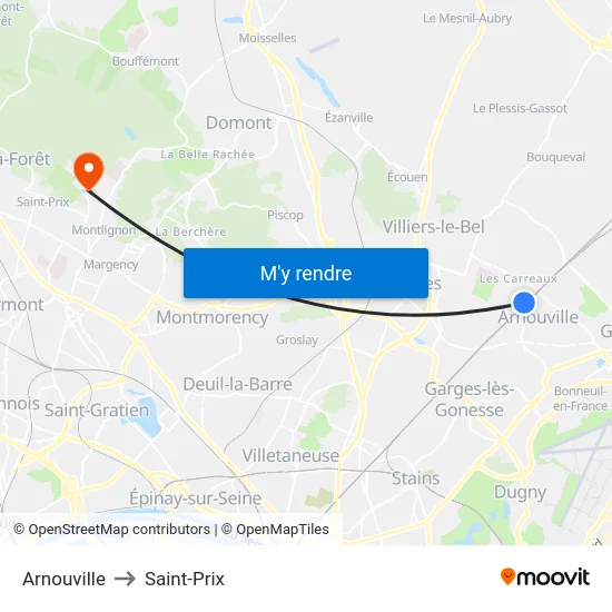 Arnouville to Saint-Prix map