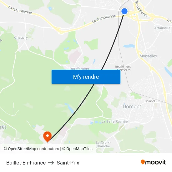 Baillet-En-France to Saint-Prix map