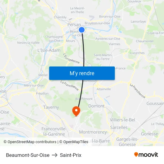 Beaumont-Sur-Oise to Saint-Prix map