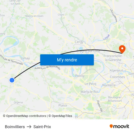 Boinvilliers to Saint-Prix map