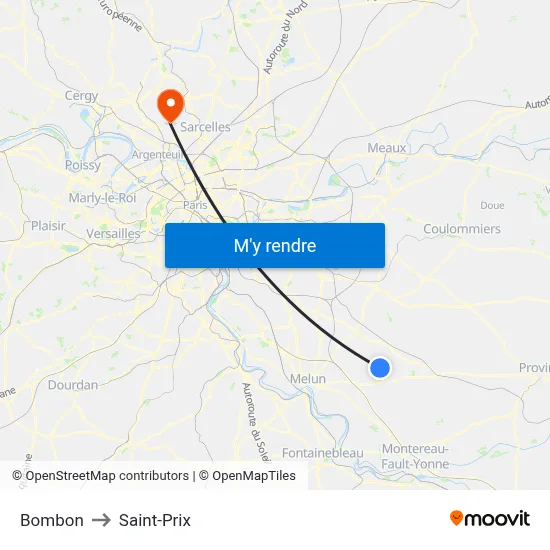 Bombon to Saint-Prix map