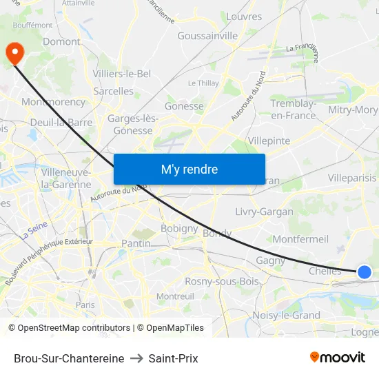 Brou-Sur-Chantereine to Saint-Prix map