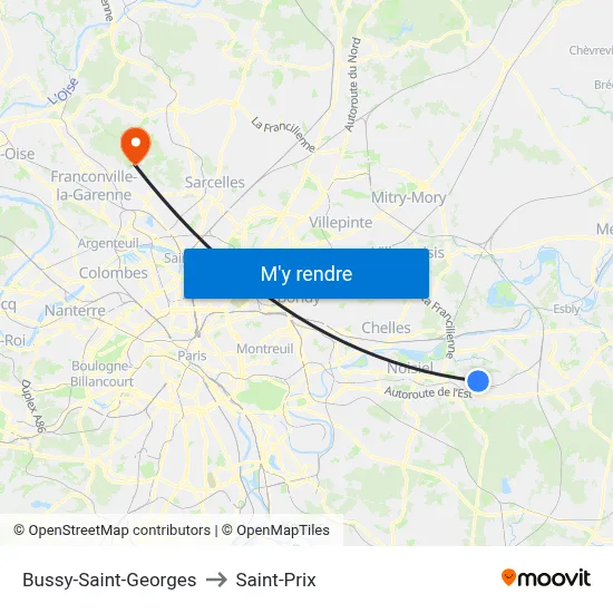 Bussy-Saint-Georges to Saint-Prix map