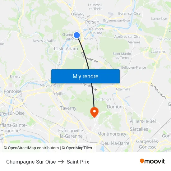 Champagne-Sur-Oise to Saint-Prix map