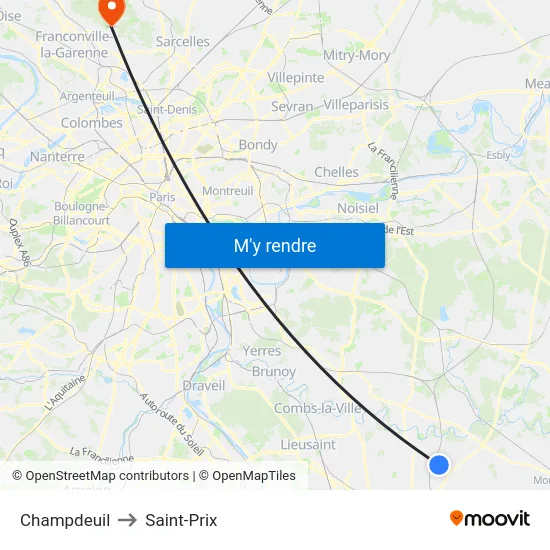 Champdeuil to Saint-Prix map