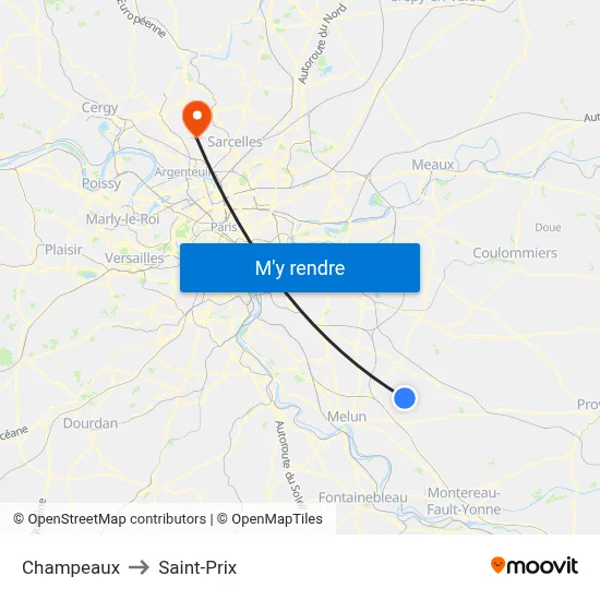 Champeaux to Saint-Prix map