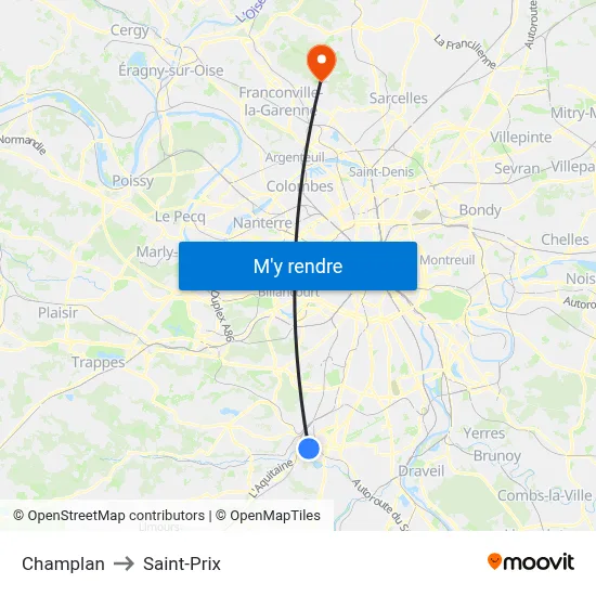 Champlan to Saint-Prix map