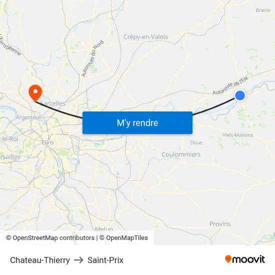 Chateau-Thierry to Saint-Prix map