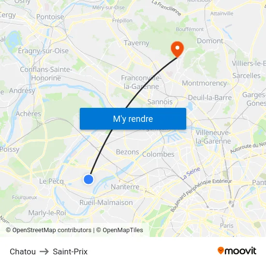 Chatou to Saint-Prix map