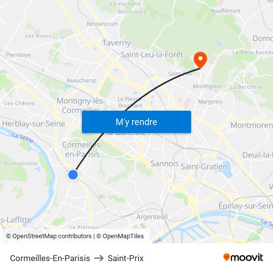 Cormeilles-En-Parisis to Saint-Prix map