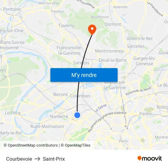 Courbevoie to Saint-Prix map