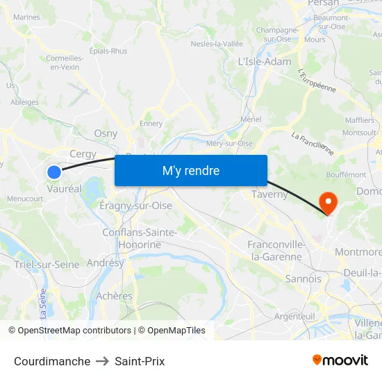 Courdimanche to Saint-Prix map