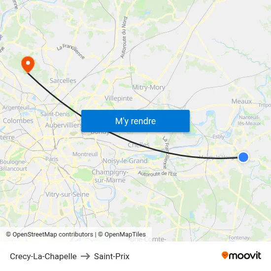 Crecy-La-Chapelle to Saint-Prix map