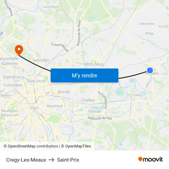 Cregy-Les-Meaux to Saint-Prix map
