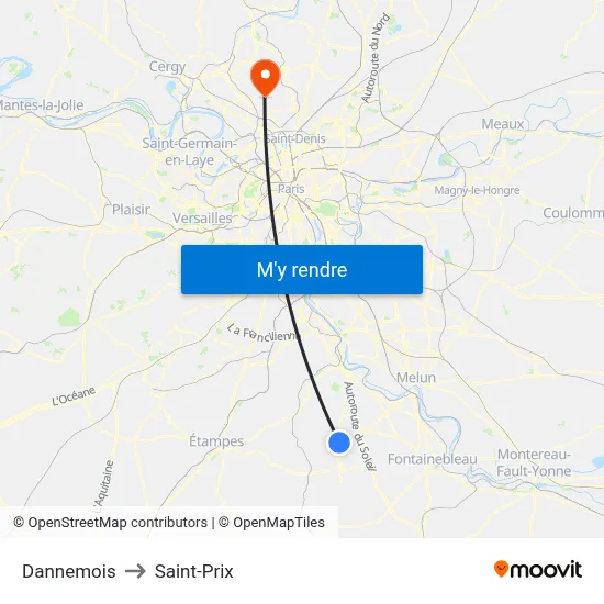 Dannemois to Saint-Prix map