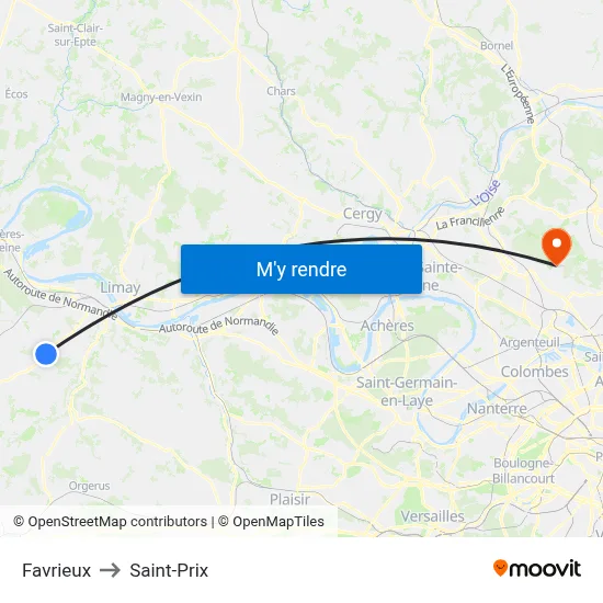 Favrieux to Saint-Prix map