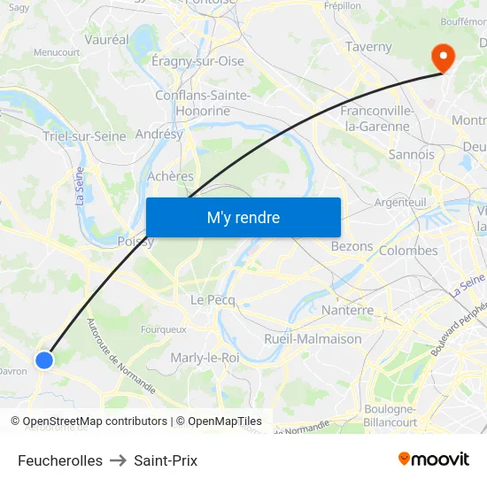 Feucherolles to Saint-Prix map