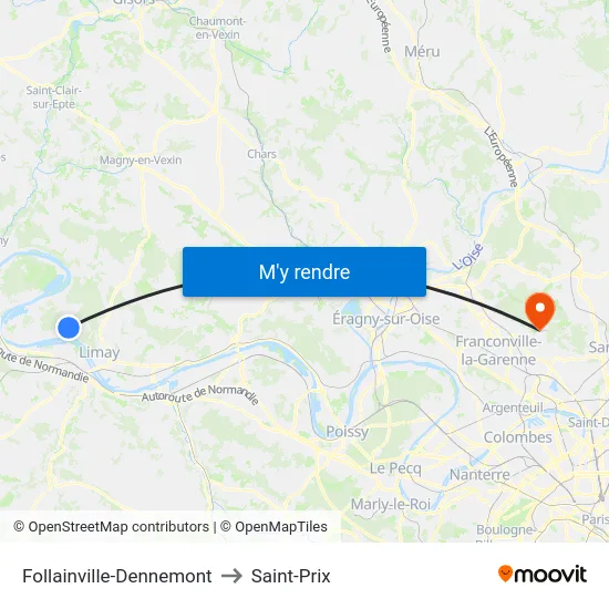 Follainville-Dennemont to Saint-Prix map