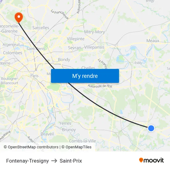 Fontenay-Tresigny to Saint-Prix map