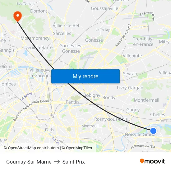 Gournay-Sur-Marne to Saint-Prix map