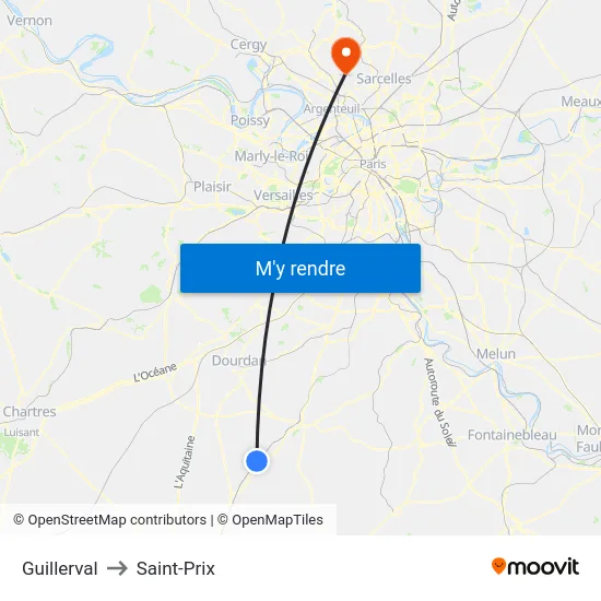 Guillerval to Saint-Prix map
