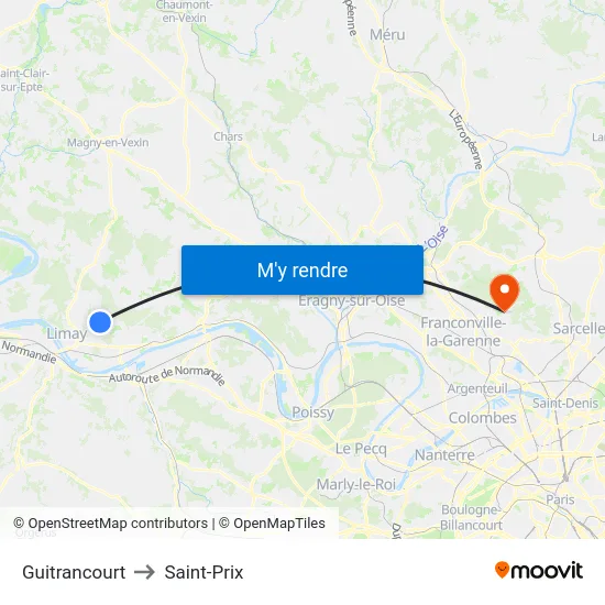Guitrancourt to Saint-Prix map