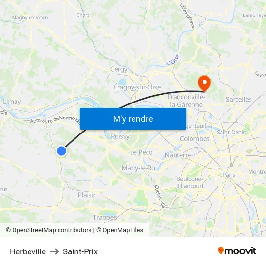 Herbeville to Saint-Prix map