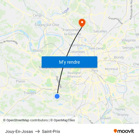 Jouy-En-Josas to Saint-Prix map