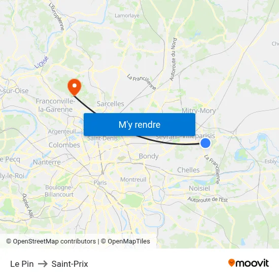 Le Pin to Saint-Prix map