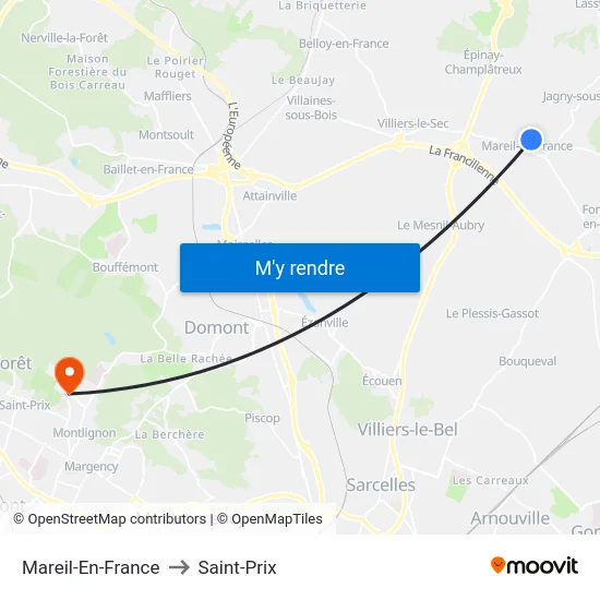 Mareil-En-France to Saint-Prix map