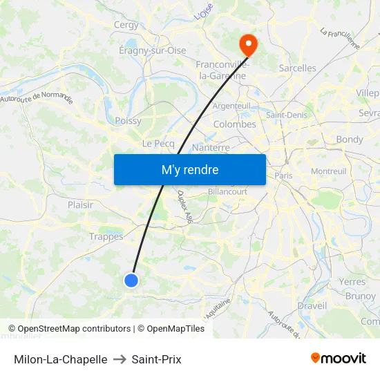 Milon-La-Chapelle to Saint-Prix map