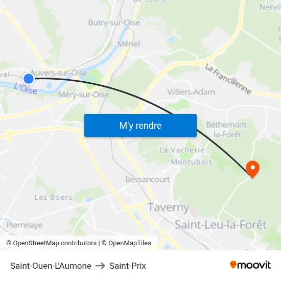 Saint-Ouen-L'Aumone to Saint-Prix map