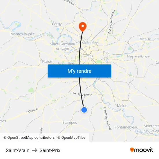 Saint-Vrain to Saint-Prix map