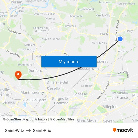 Saint-Witz to Saint-Prix map