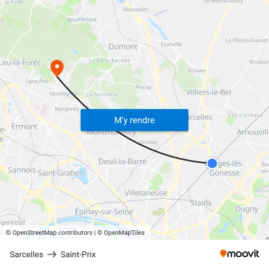 Sarcelles to Saint-Prix map