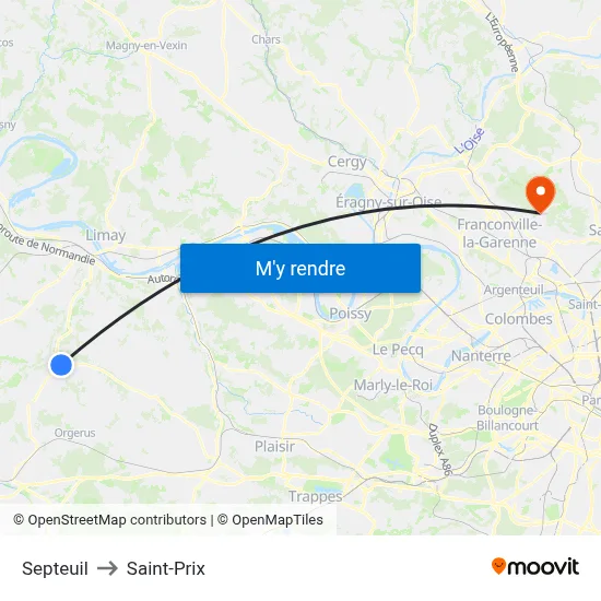 Septeuil to Saint-Prix map