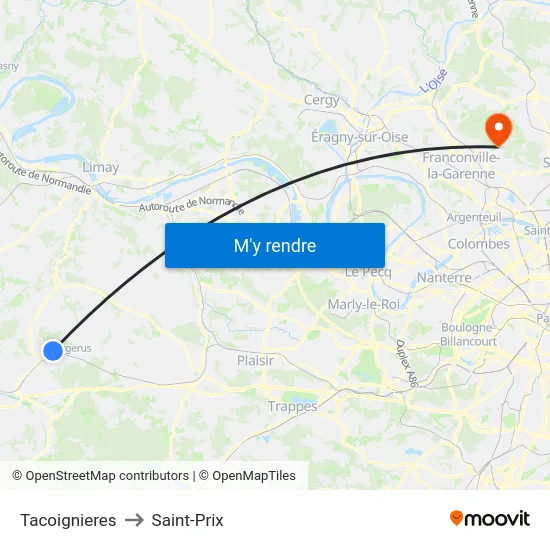 Tacoignieres to Saint-Prix map