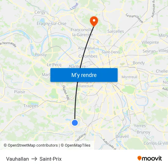 Vauhallan to Saint-Prix map