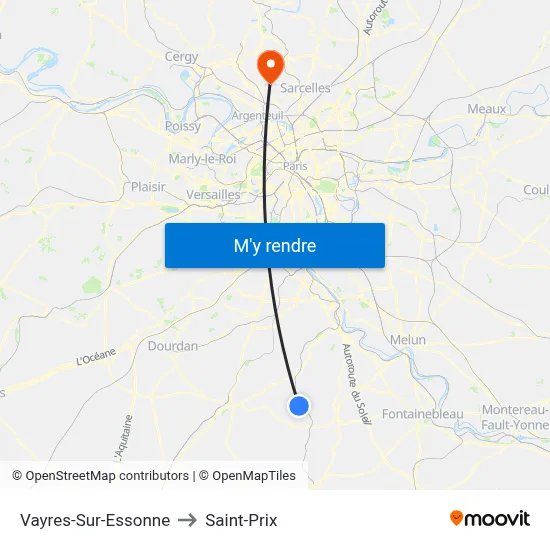 Vayres-Sur-Essonne to Saint-Prix map