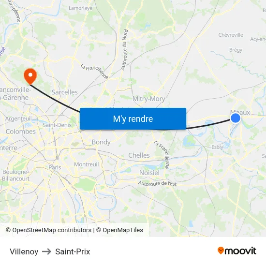 Villenoy to Saint-Prix map