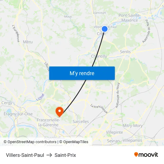 Villers-Saint-Paul to Saint-Prix map