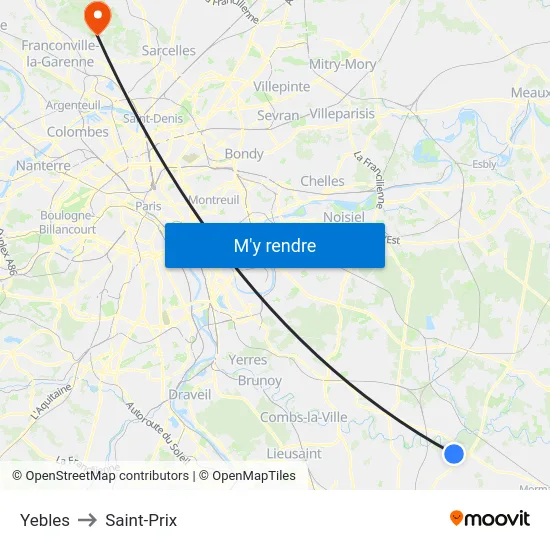 Yebles to Saint-Prix map