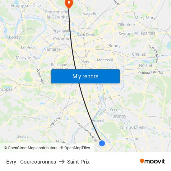 Évry - Courcouronnes to Saint-Prix map