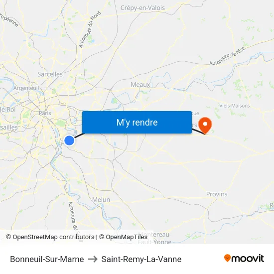 Bonneuil-Sur-Marne to Saint-Remy-La-Vanne map