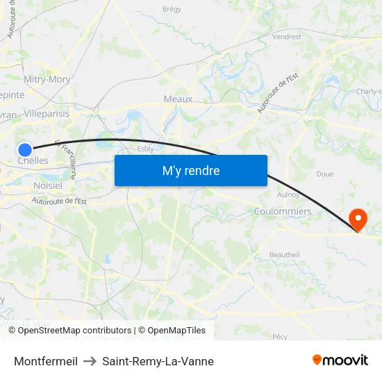 Montfermeil to Saint-Remy-La-Vanne map