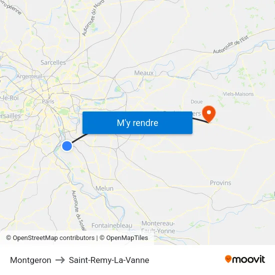 Montgeron to Saint-Remy-La-Vanne map