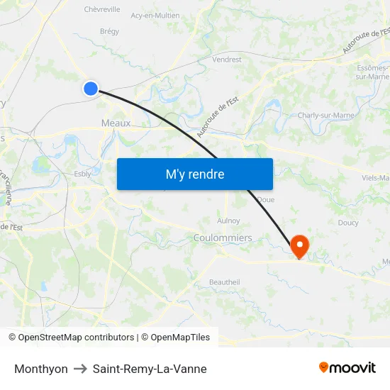 Monthyon to Saint-Remy-La-Vanne map