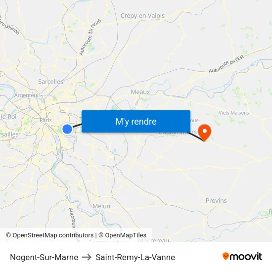Nogent-Sur-Marne to Saint-Remy-La-Vanne map