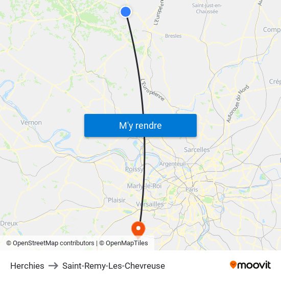 Herchies to Saint-Remy-Les-Chevreuse map